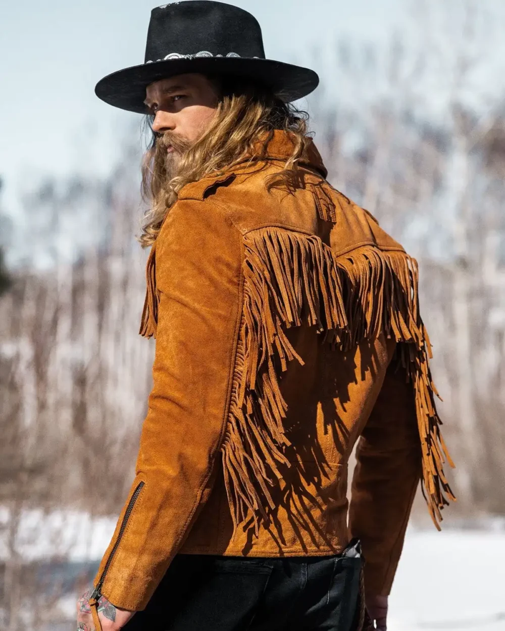 Rustic Fringe Suede Cowboy Jacket - Image 2