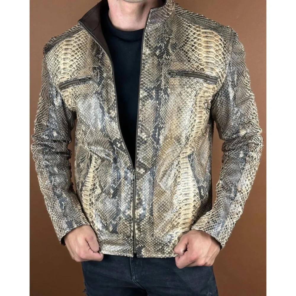 Python Leather Jacket for Men