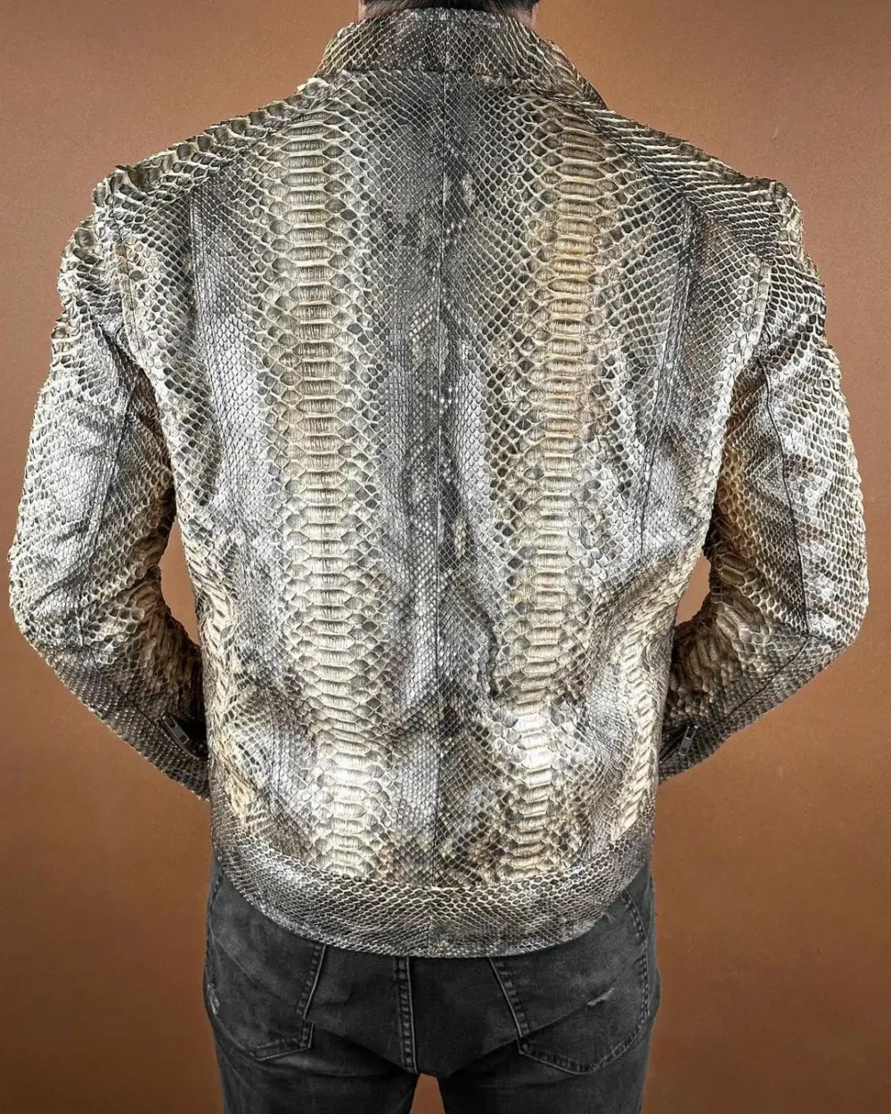 Python Leather Jacket for Men - Image 3