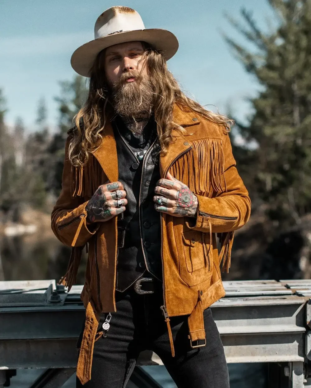 Rustic Fringe Suede Cowboy Jacket