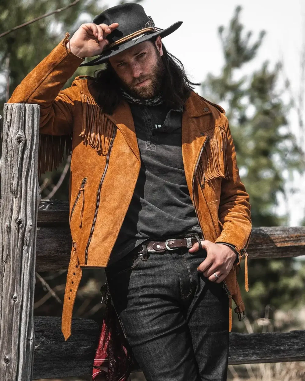 Rustic Fringe Suede Cowboy Jacket - Image 5